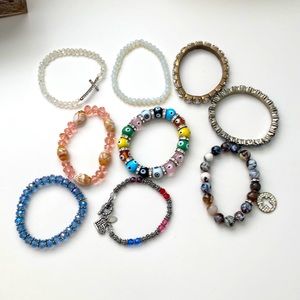 BRACELETS-Set of 9 Assorted bracelets in multi colors